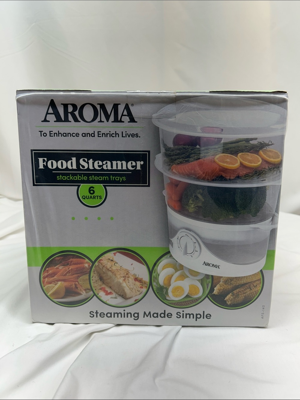Aroma 6-Quart Food Steamer Stackable 2-Tier Baskets NEW IN BOX